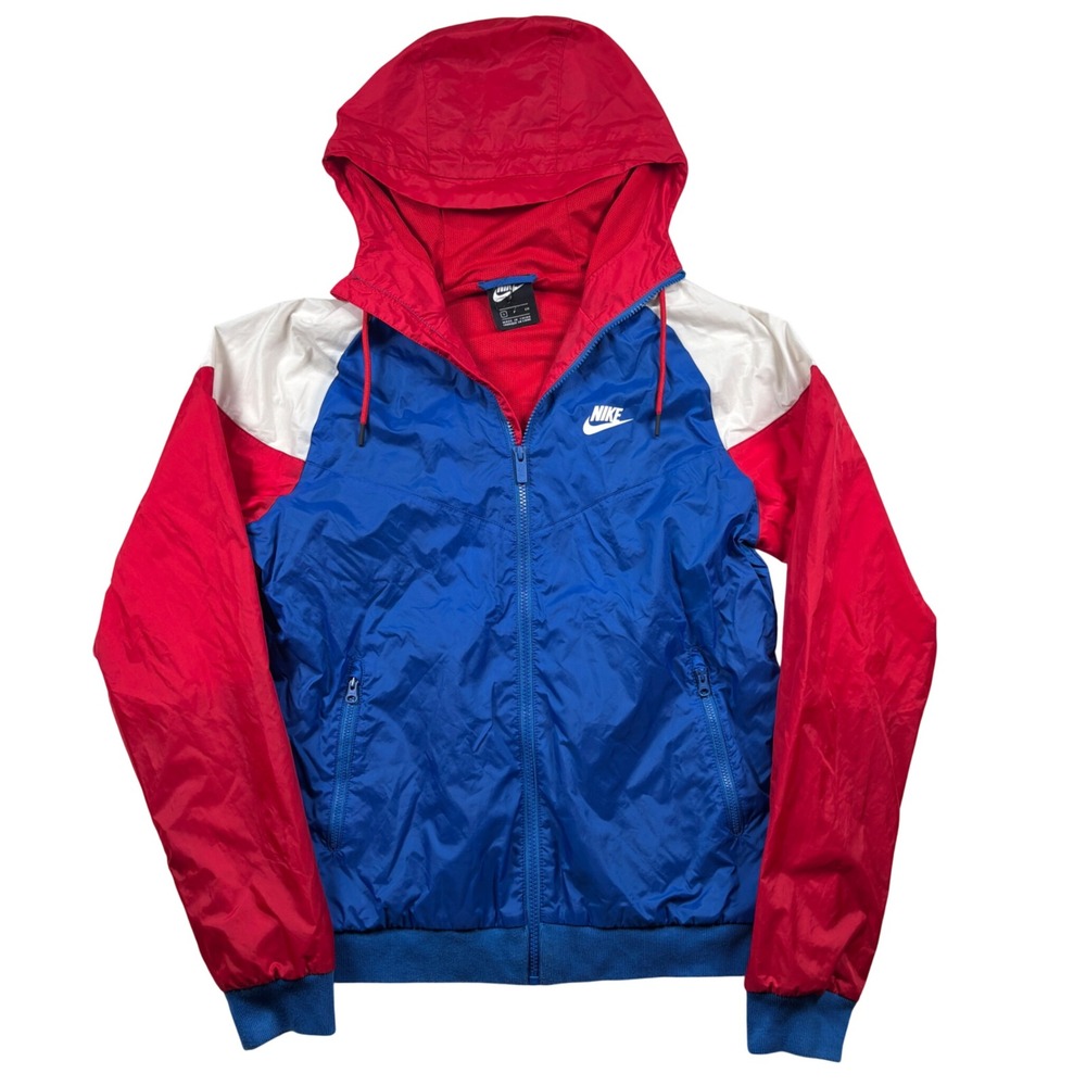 Nike Windbreaker Jacket Mens S Blue Red White Colorblock Windrunner Full Zip